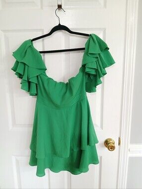 DO+BE | Dresses | Do Be Kelly Green V Neck Mini Dress